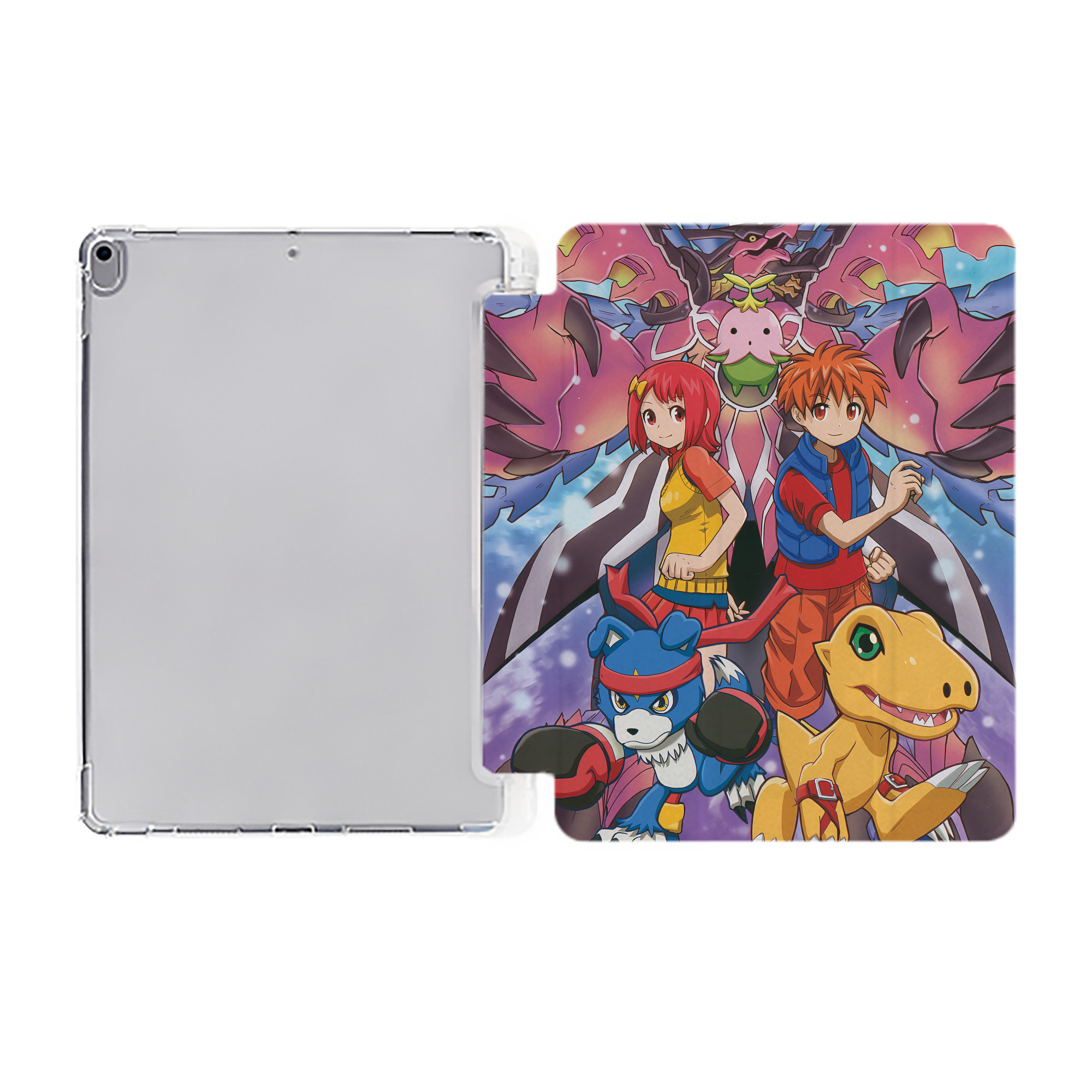 （画像用） Digimon デジタルモンスター/デジモン IPad ケース ペン収納付き 三つ折りスタンド PUレザー×シリコン 対応機種9.5/10.5/10.9インチ